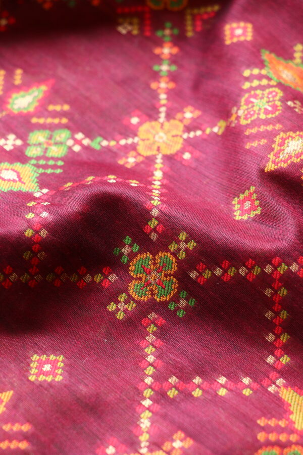 Dupion silk patola with minakari saree and contrast blouse - Image 3